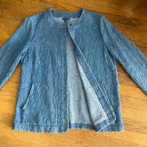 Pure Jill Indigo Denim Blue Crinkle Jacket